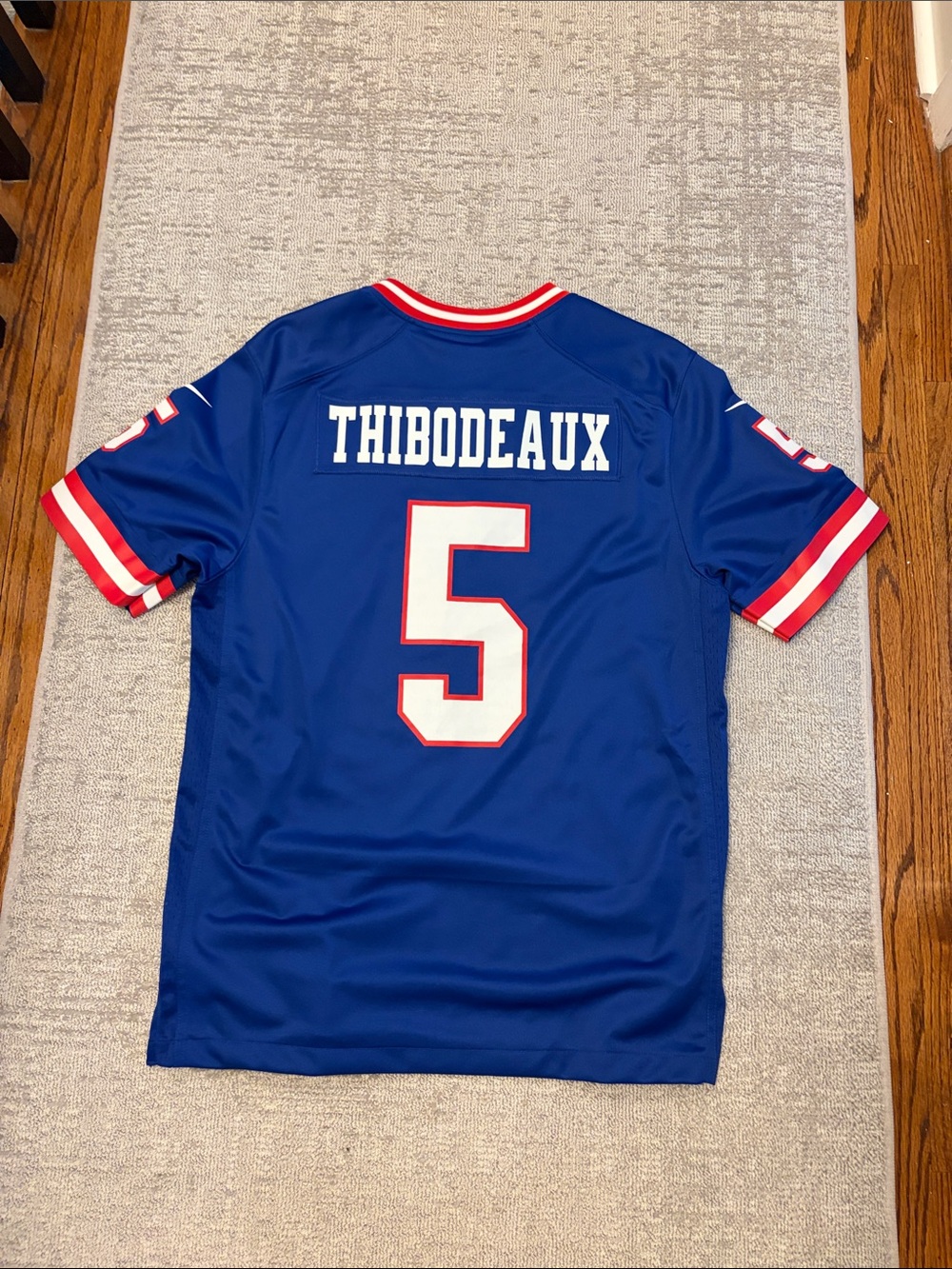 Nike Men's Royal Blue Thibodeaux #5 Football Jersey with Red and White Trim